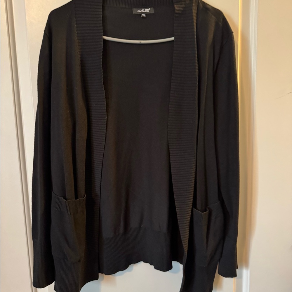 Black Open Front Cardigan